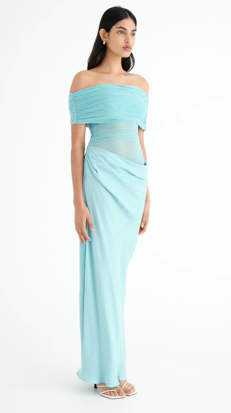 Nico Off Shoulder Maxi Dress - Aqua - FOR SALE BNWT – The Social