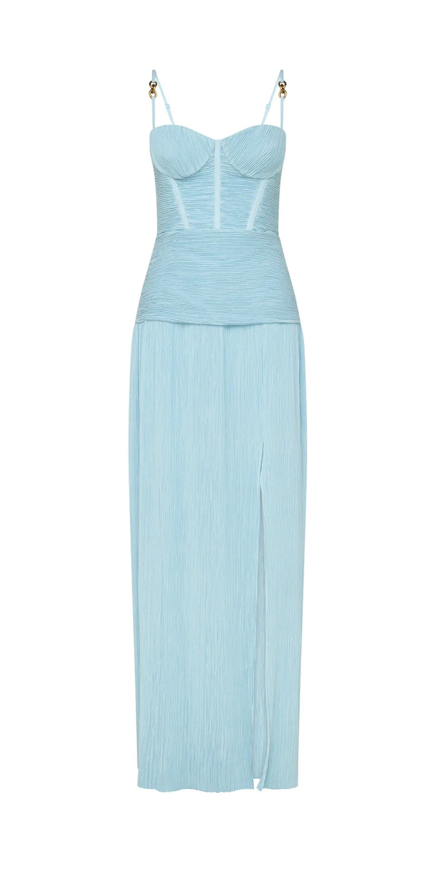 Double Time Pleat Dress - Aqua Spritz