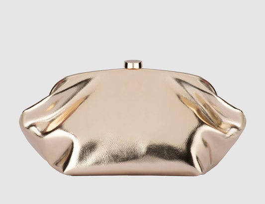 Olga Berg Tally Metallic Clutch Bag - Gold