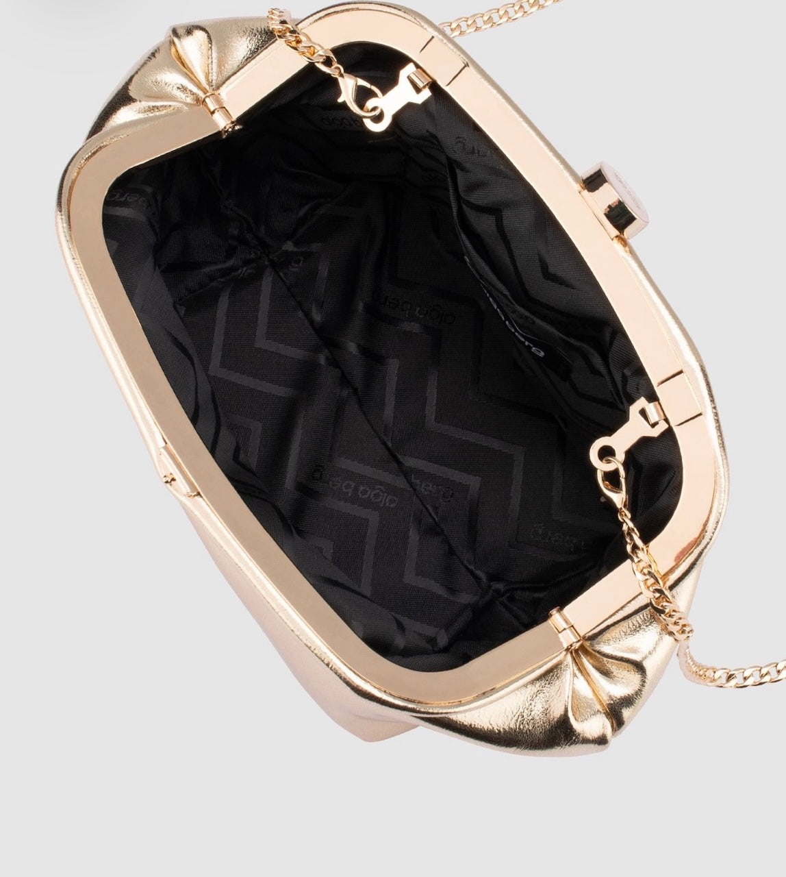 Olga Berg Tally Metallic Clutch Bag - Gold