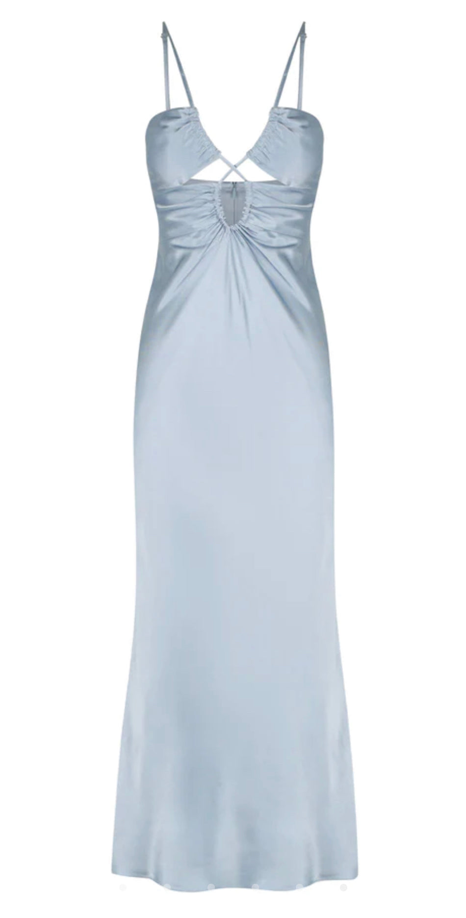 Angelica Keyhole Lace Front Midi Dress - Powder Blue - For Sale