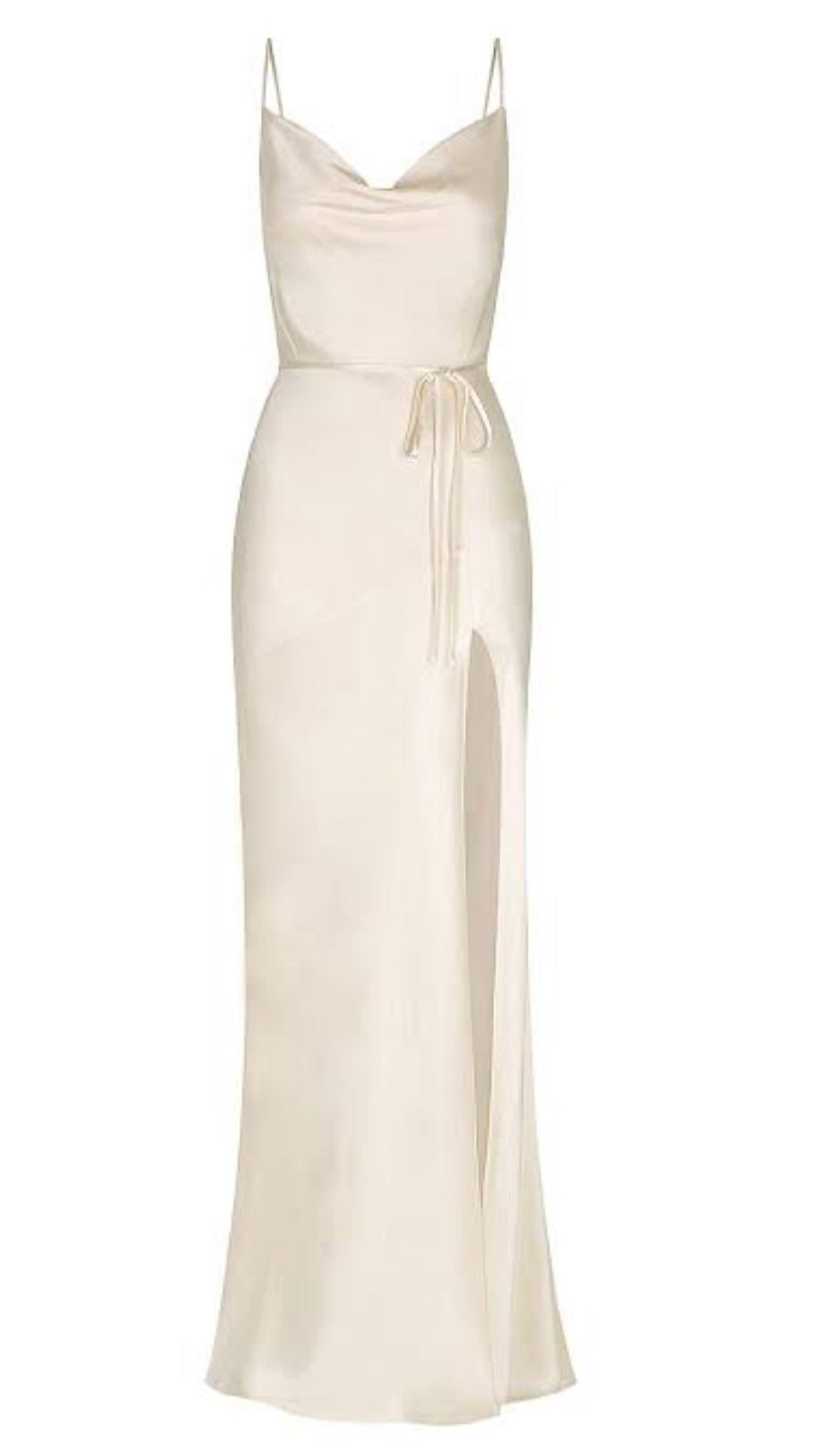 Shona Joy La Lune Cream Bias Cowl Maxi Dress flat on white background.