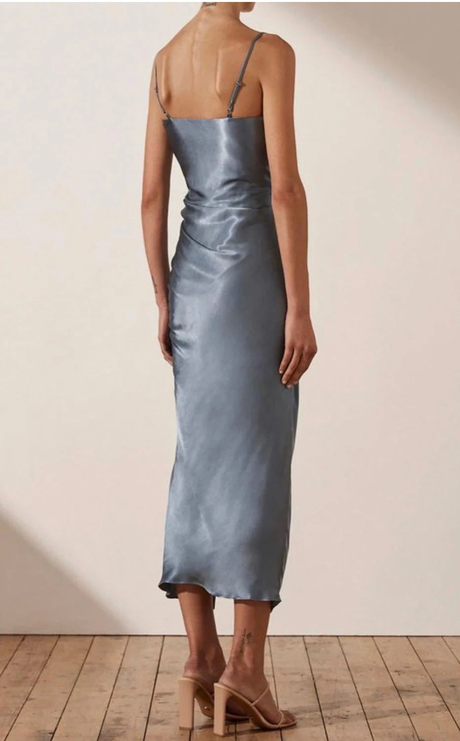 Shona Joy Lily Bias Ruched Dress Blue Smoke