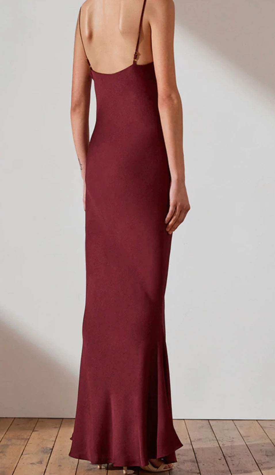 Shona Joy Luxe Bias Cowl Slip Dress Garnet back view