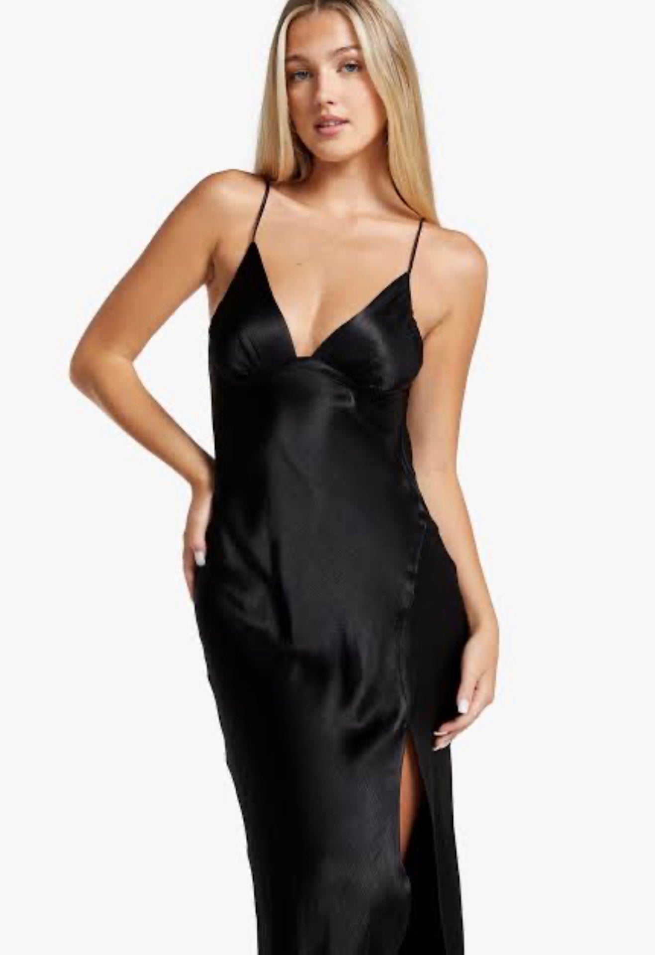 Bec & Bridge Ren Ball dress with side split in black