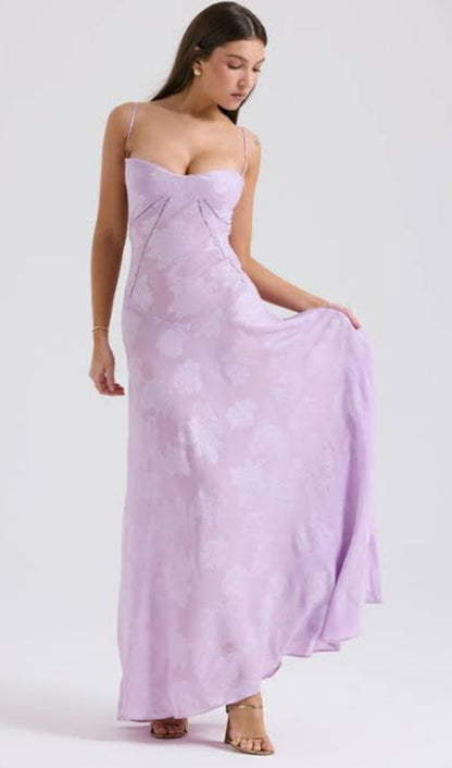 house of cb seren dress purple Pretty in pink with the House of CB Anabella Seren Lace Up Corset Maxi Dress. Book your rental online today