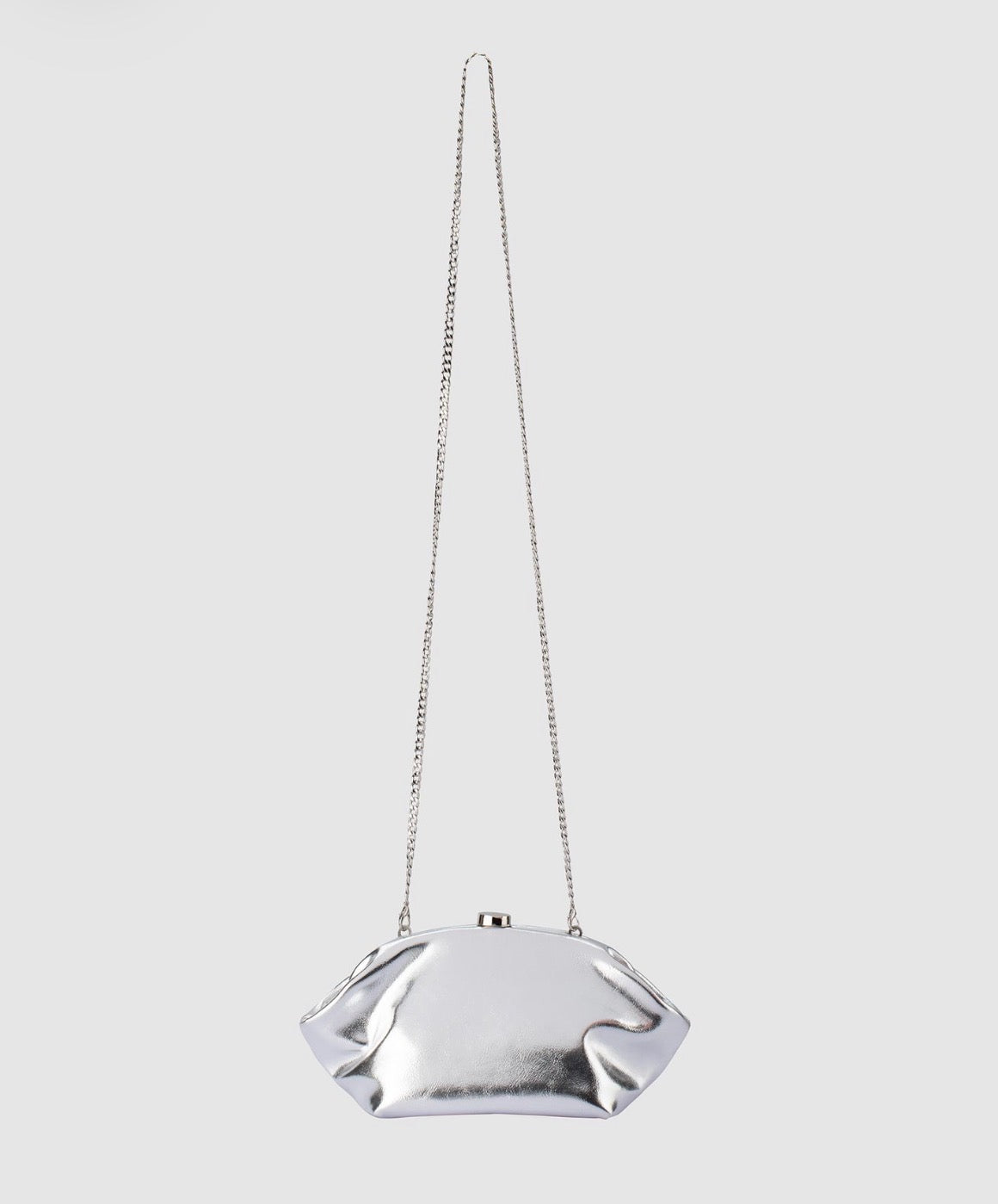 Olga Berg Tally Metallic Clutch Bag - Silver