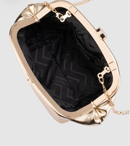 Olga Berg Tally Metallic Clutch Bag - Gold