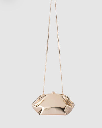Olga Berg Tally Metallic Clutch Bag - Gold