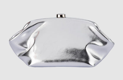 Olga Berg Tally Metallic Clutch Bag - Silver
