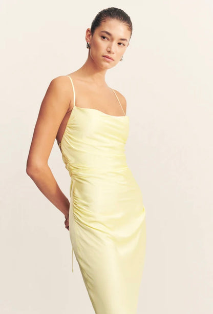 La Lune Lace Back Maxi Dress - Lemon