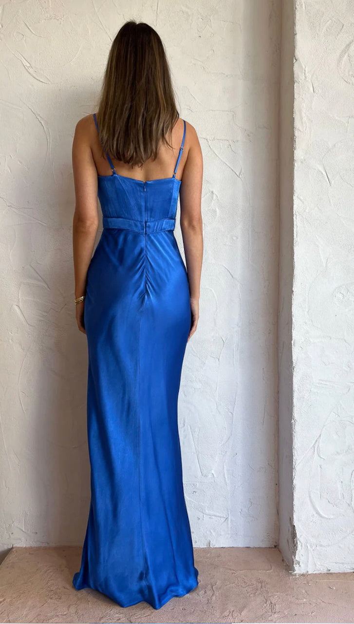 Back view of Shona Joy Olivieria Dress im strong blue