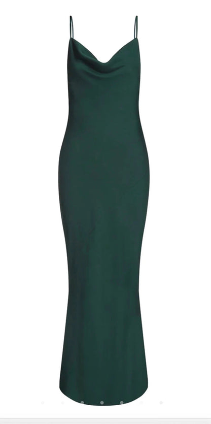 Shona Joy Luxe Bias Cowl Slip Dress Emerald Green front flat view on whote background 