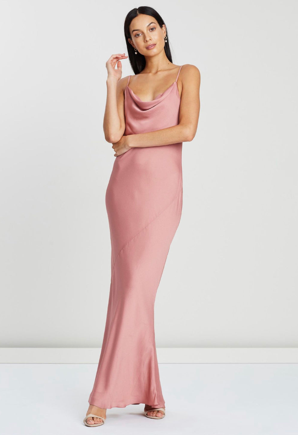 Shona Joy Luxe Bias Cowl Slip Dress in rose front view