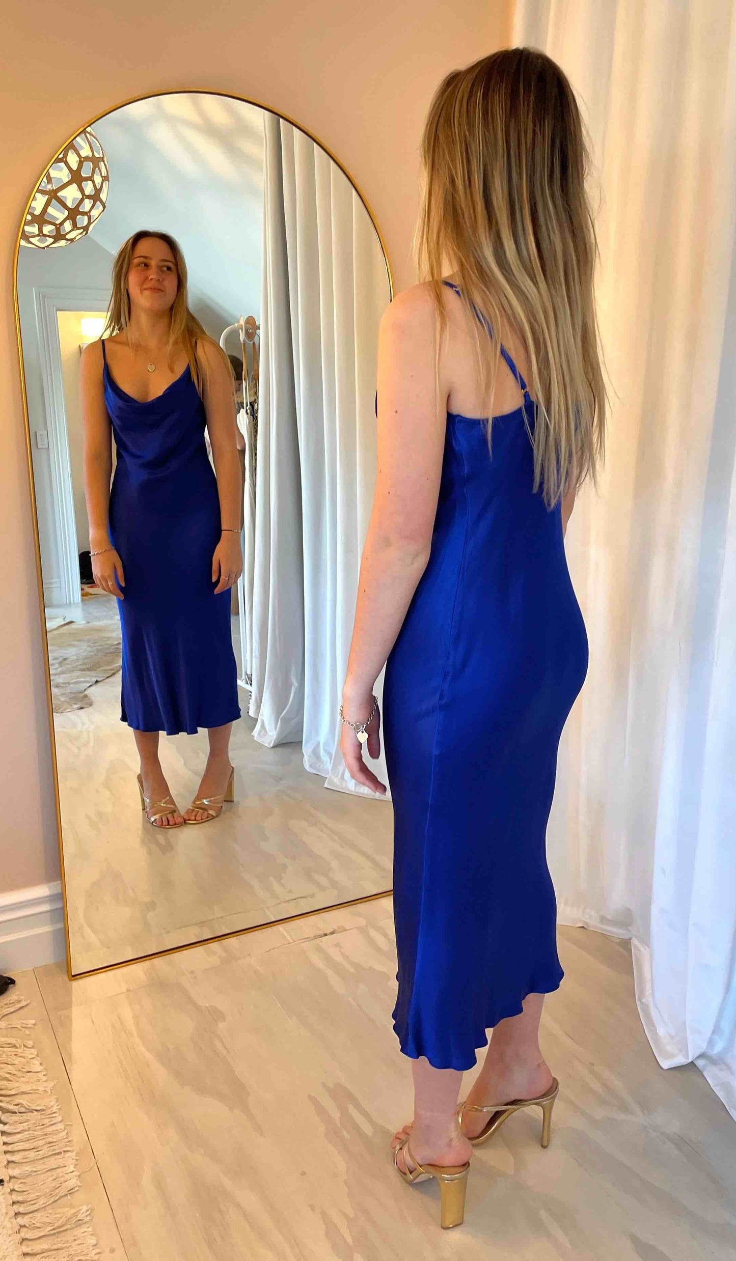 Shona Joy Mia Bias Cowl Dress Cobalt Blue