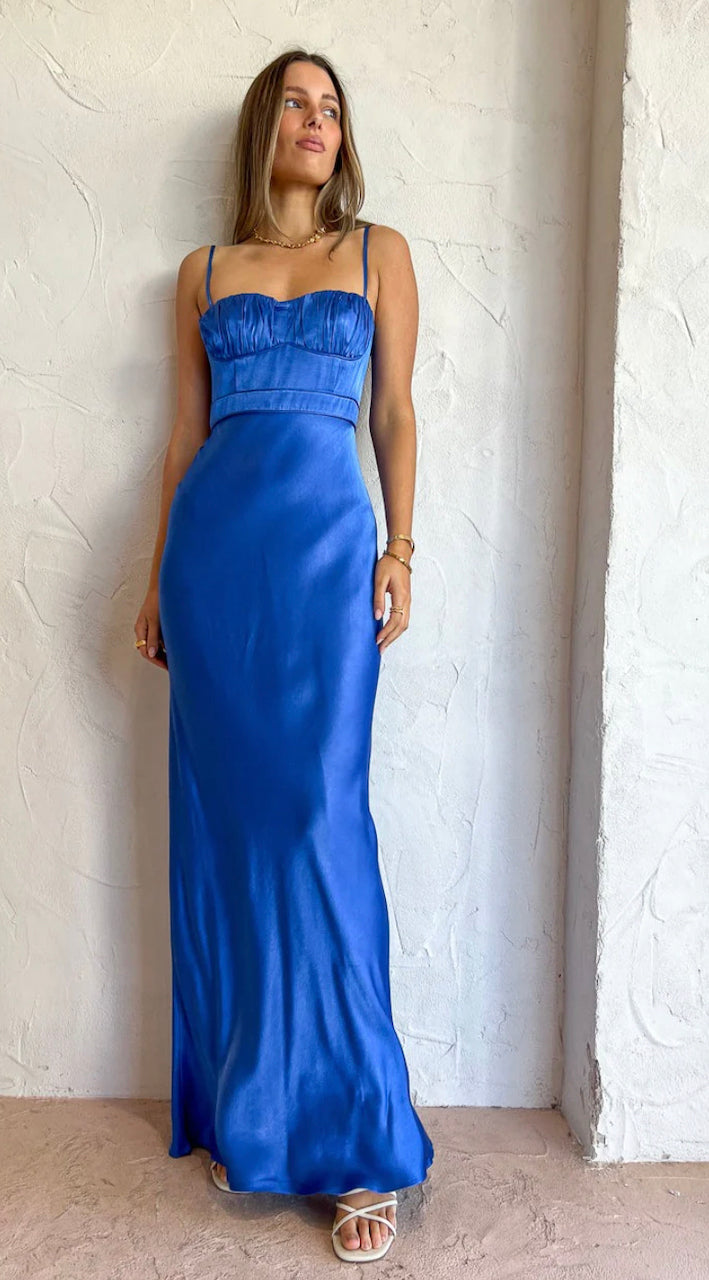 Shona Joy Oliveria full length maxi dress strong blue rental