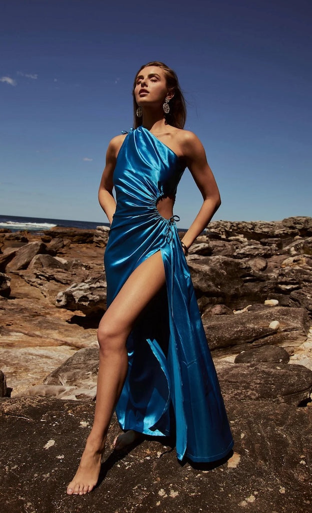 cyan blue dress Baltic Born Womens Luciana Maxi | Floral Get ready for gram Sonya Nour Maxi Dress Cyan