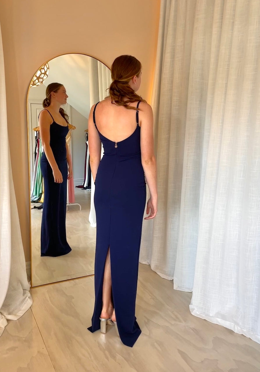 Back view of Nookie Bailey Gown Navy full length